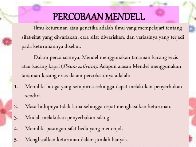 Alasan Mendel Menggunakan Tanaman Ercis Sebagai Bahan Penelitian Adalah